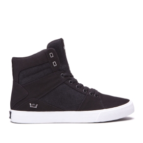 Supra Mens ALUMINUM Black/white High Top Shoes | CA-58751